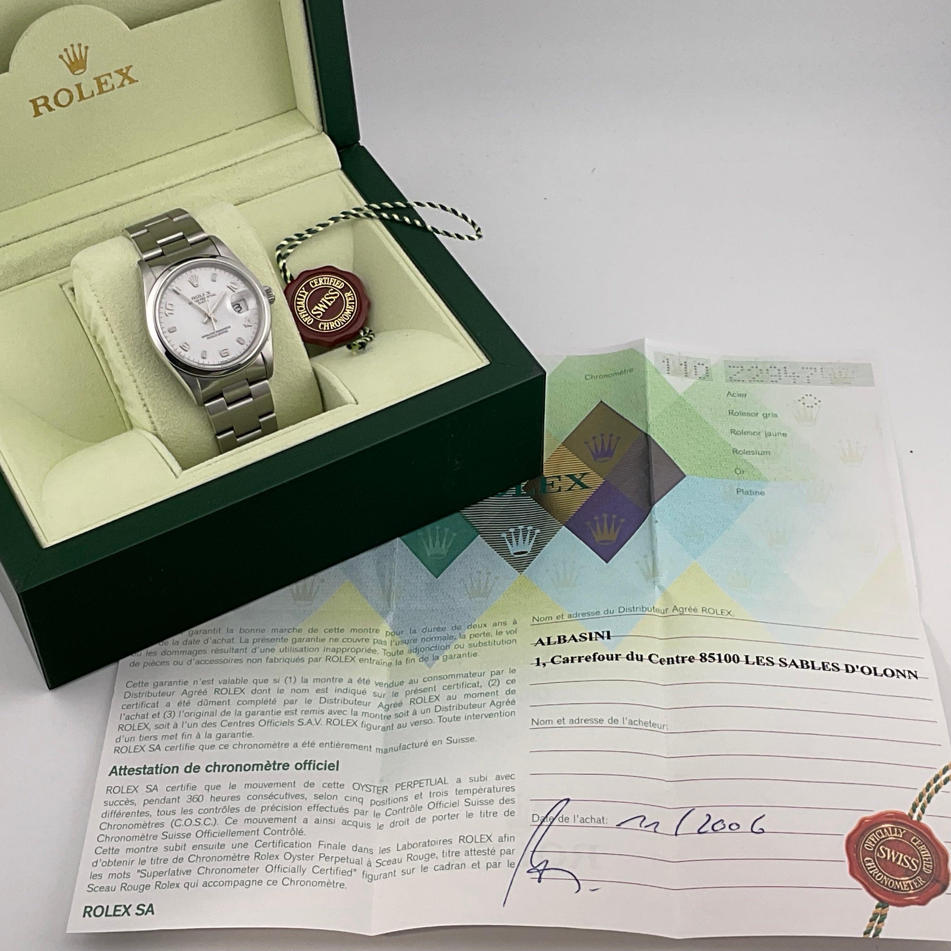 Rolex Oyster Date 34 | 115200 weiss | 2006 | full set