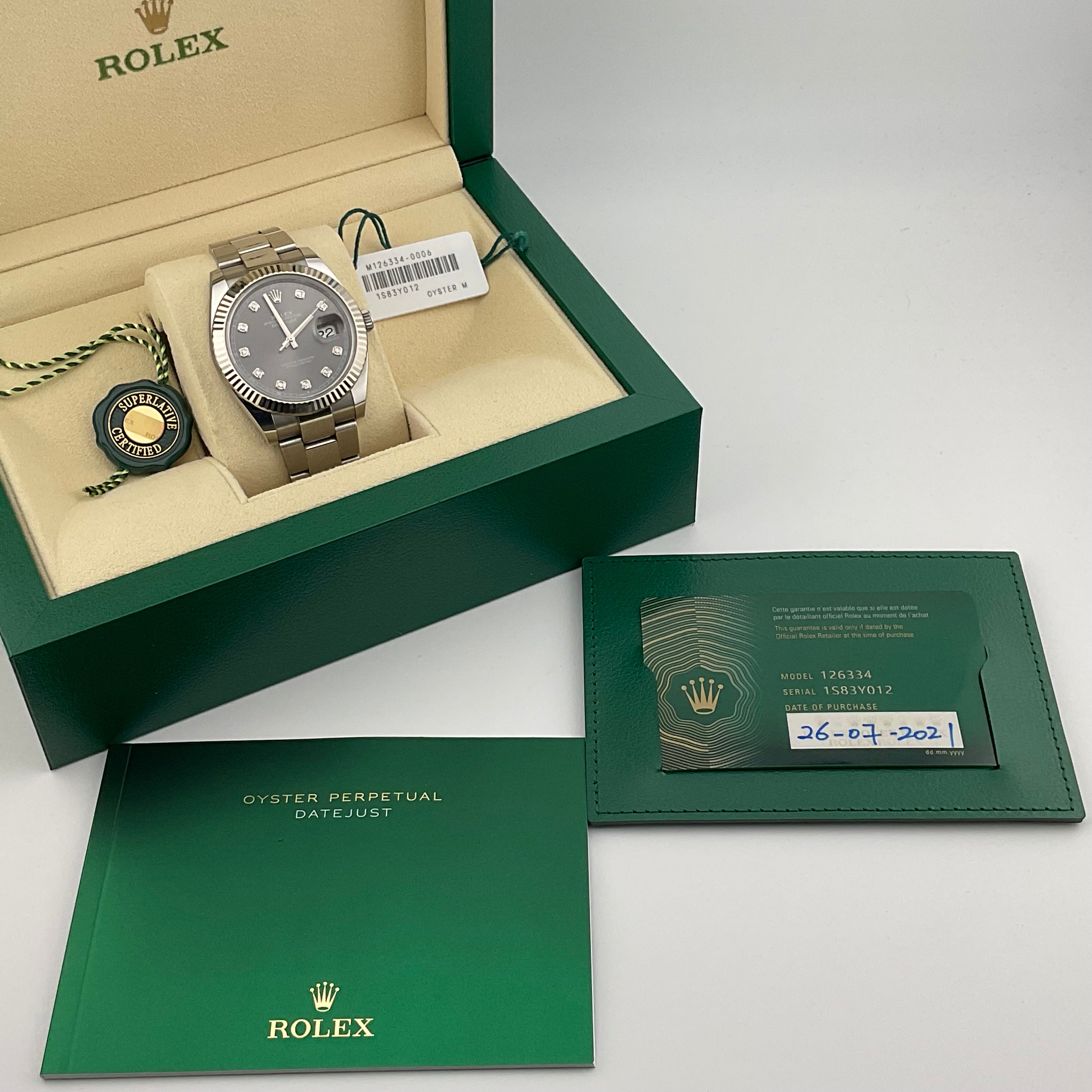 Rolex Datejust 41 | 126334 rhodium Diamant oyster | 2021 | full set
