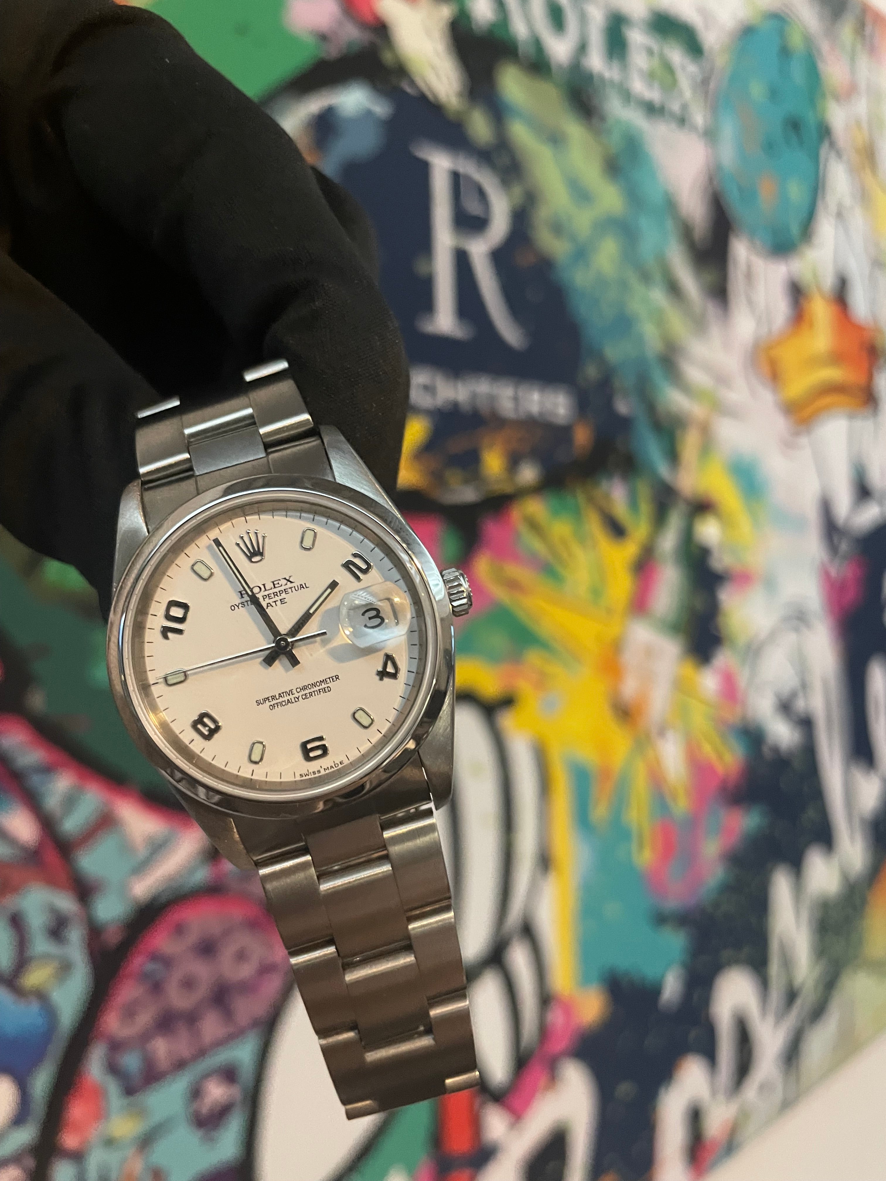 Rolex Oyster Date 34 | 115200 weiss | 2006 | full set