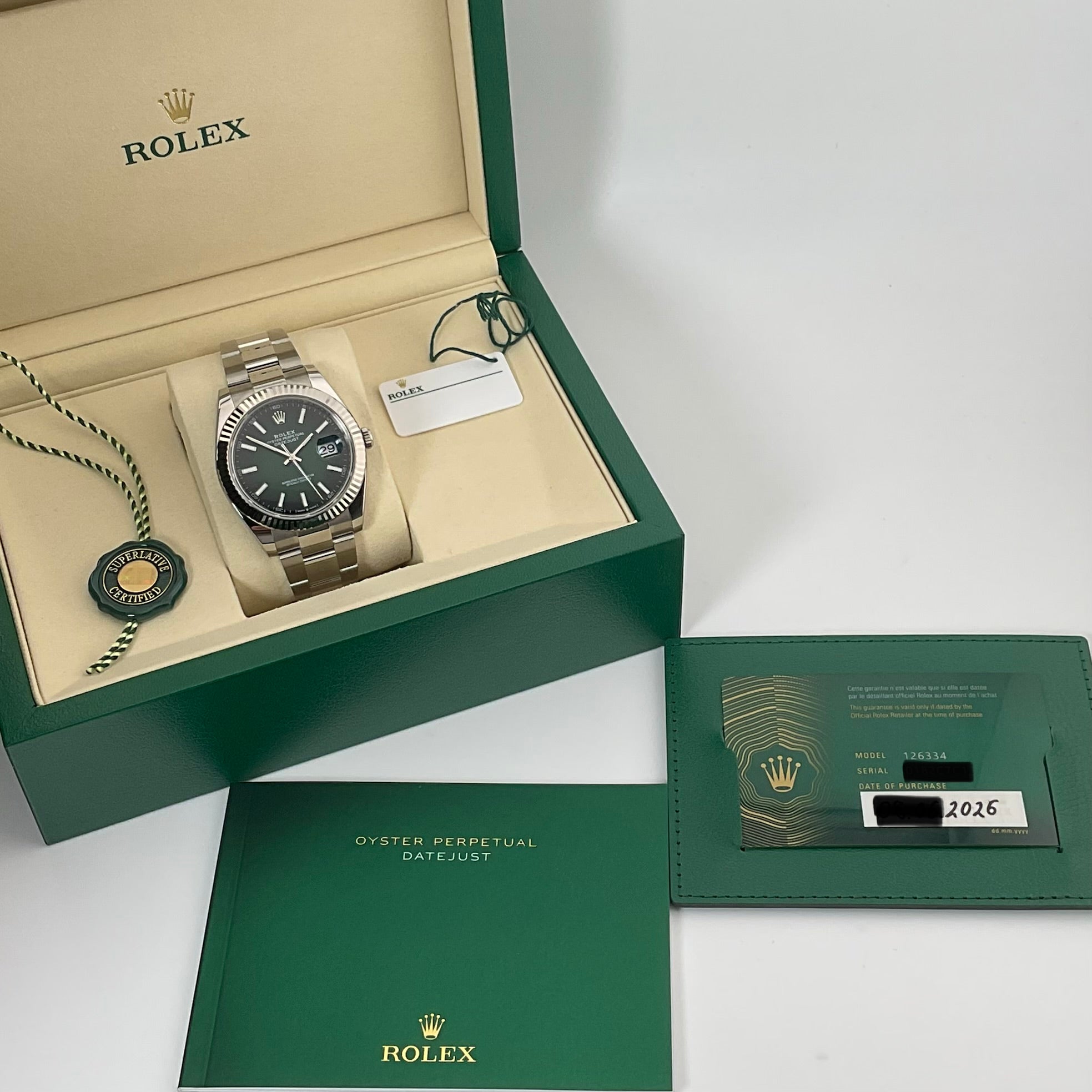 Rolex Datejust 41 | 126334 grün ombré oyster | 2026 | full set Ungetragen