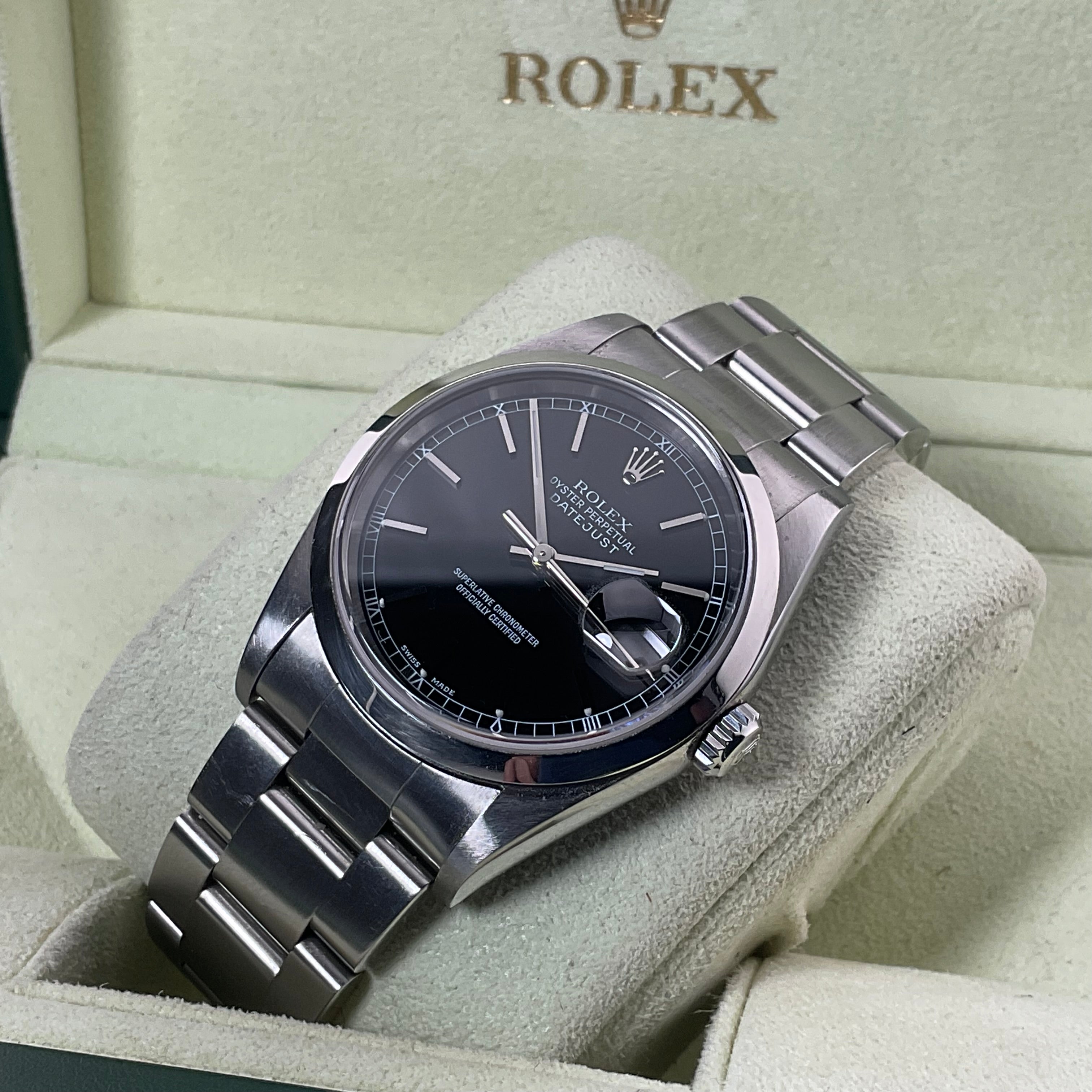 Rolex Datejust 36 | 16200 | schwarz | 2005 | Full set + Rolex Service 2023