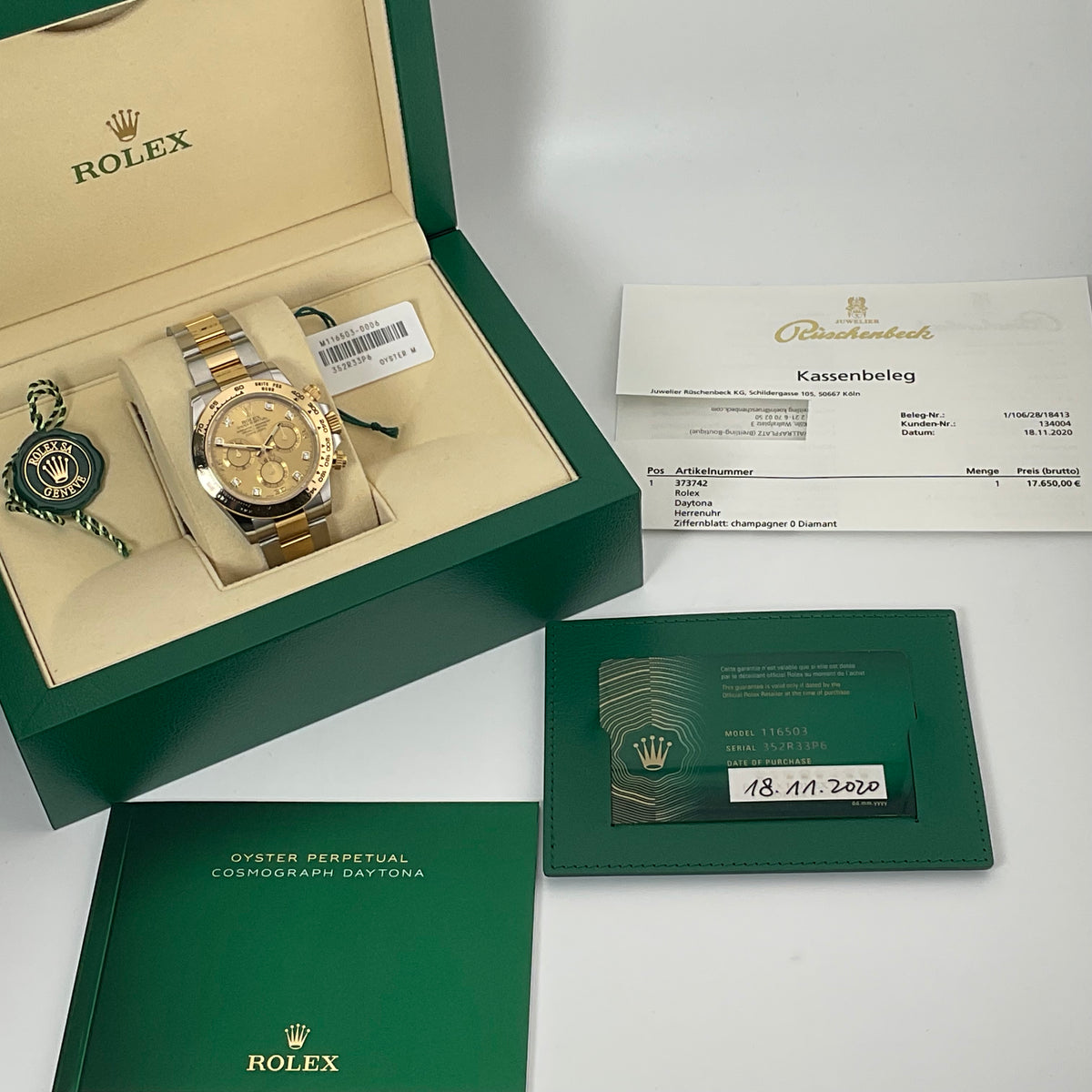 Rolex Daytona | 116503 champagner diamant | 2020 | Full Set + Erstkaufrechnung DE
