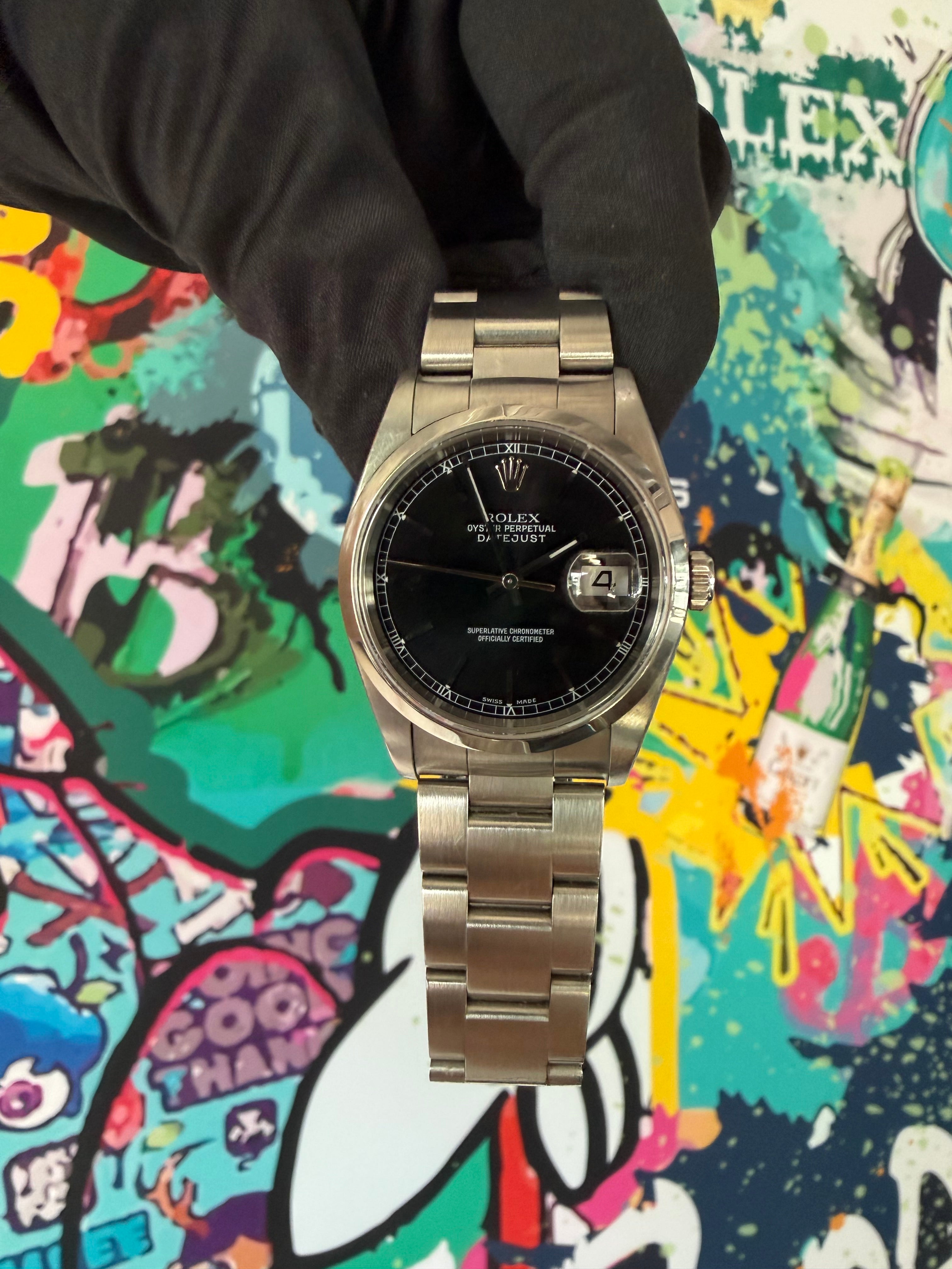 Rolex Datejust 36 | 16200 | schwarz | 2005 | Full set + Rolex Service 2023