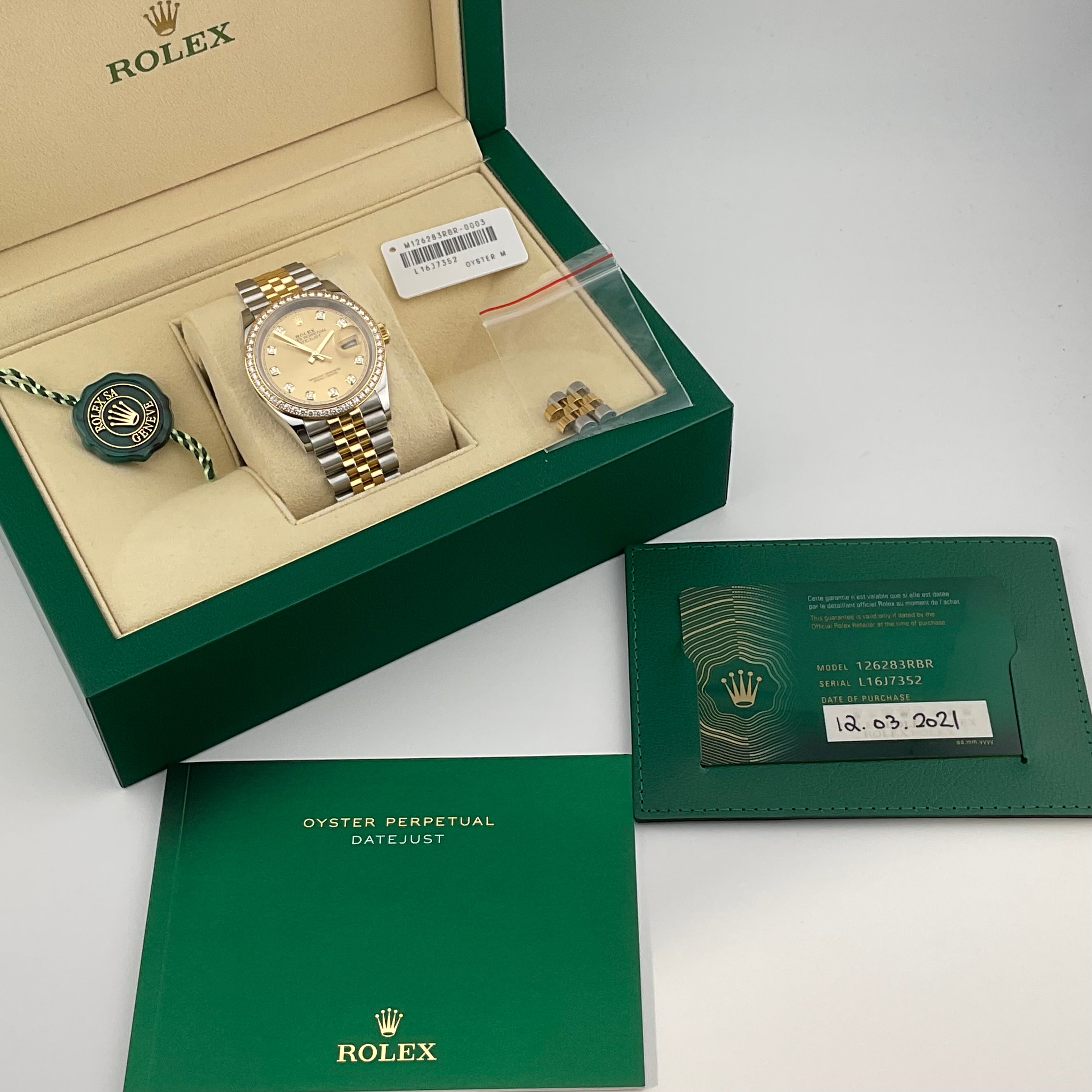 Rolex Datejust 36 | 126283RBR champagne jubilee | 2021 | full set