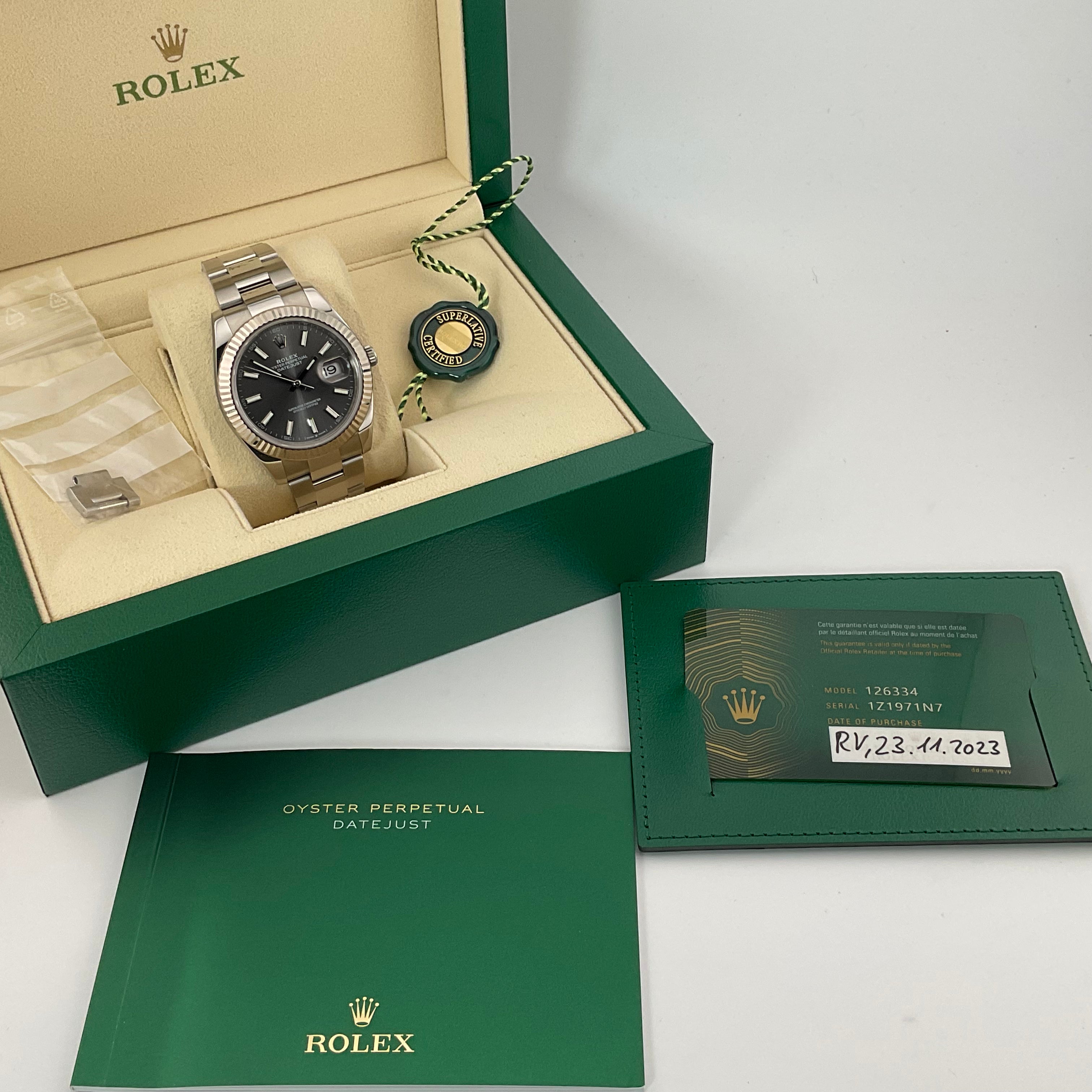 Rolex Datejust 41 | 126334 rhodium oyster | 2023 | full set