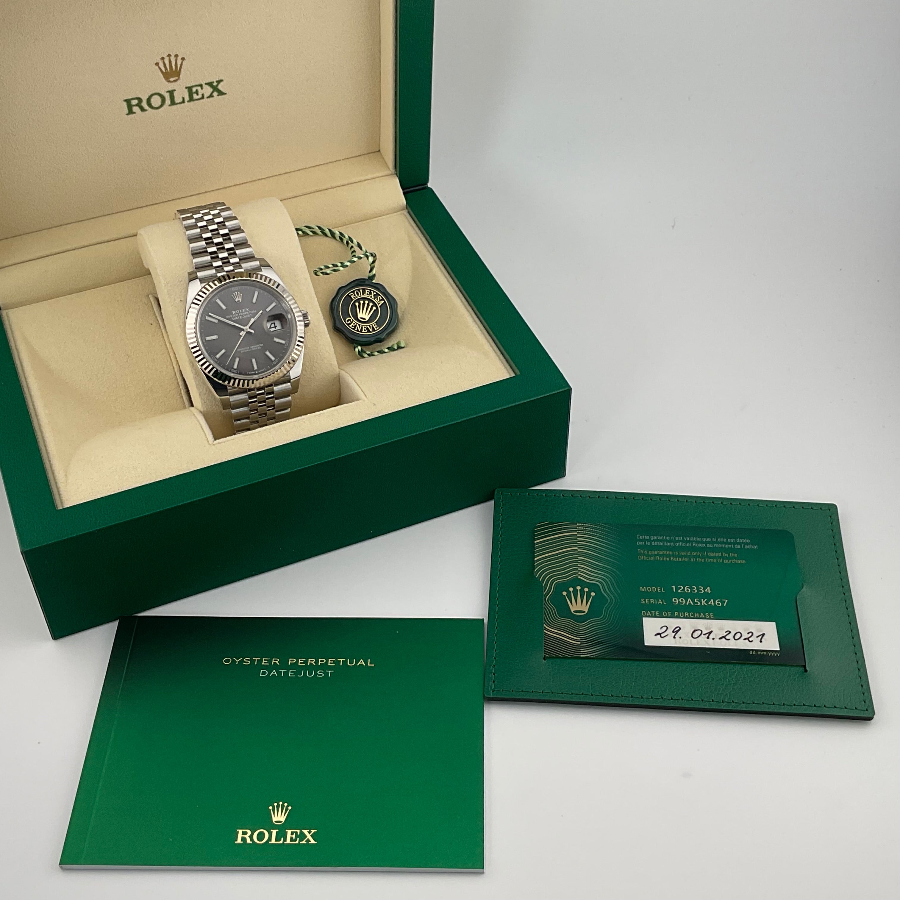 Rolex Datejust 41 | 126334 rhodium jubilee | 2021 | full set