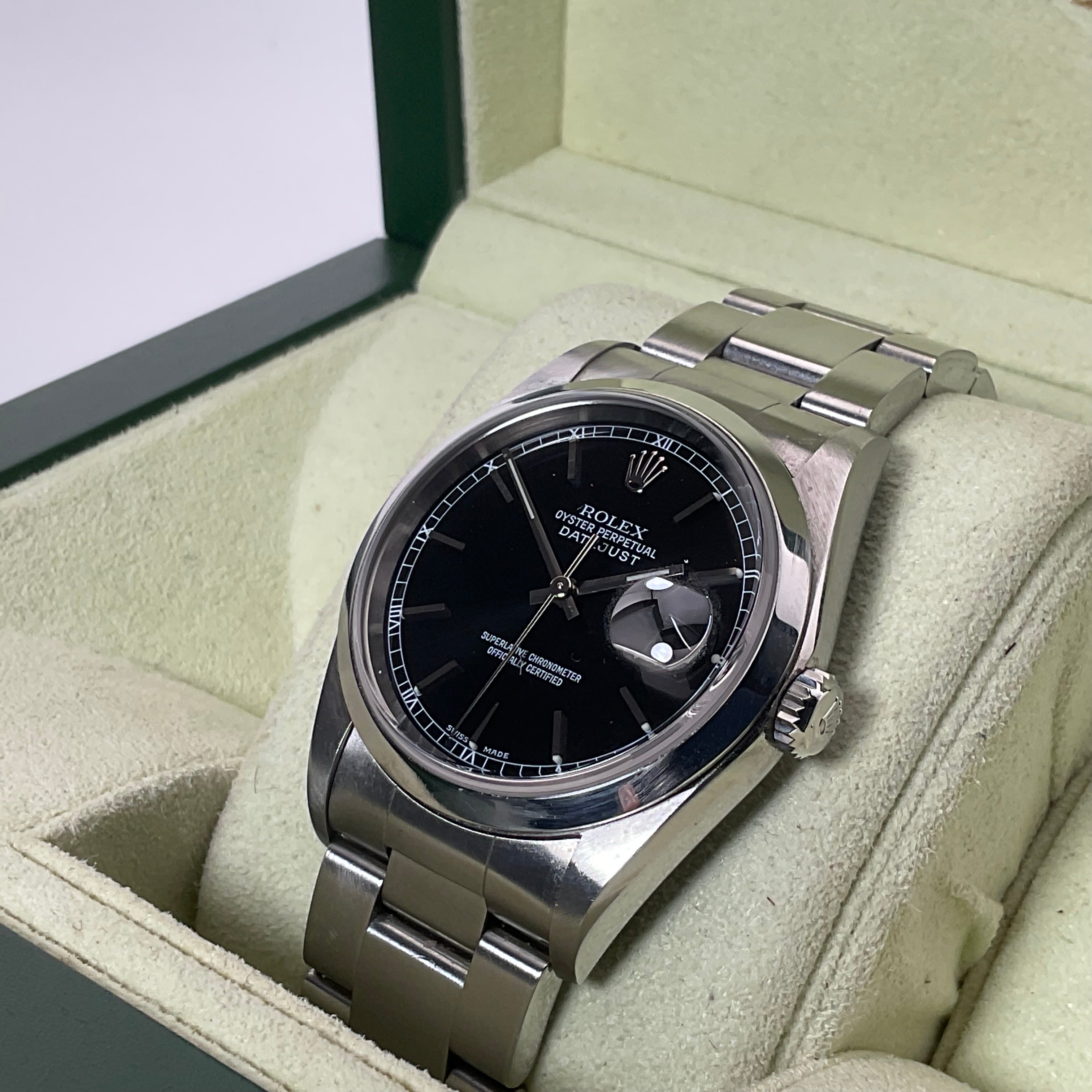 Rolex Datejust 36 | 16200 | schwarz | 2005 | Full set + Rolex Service 2023