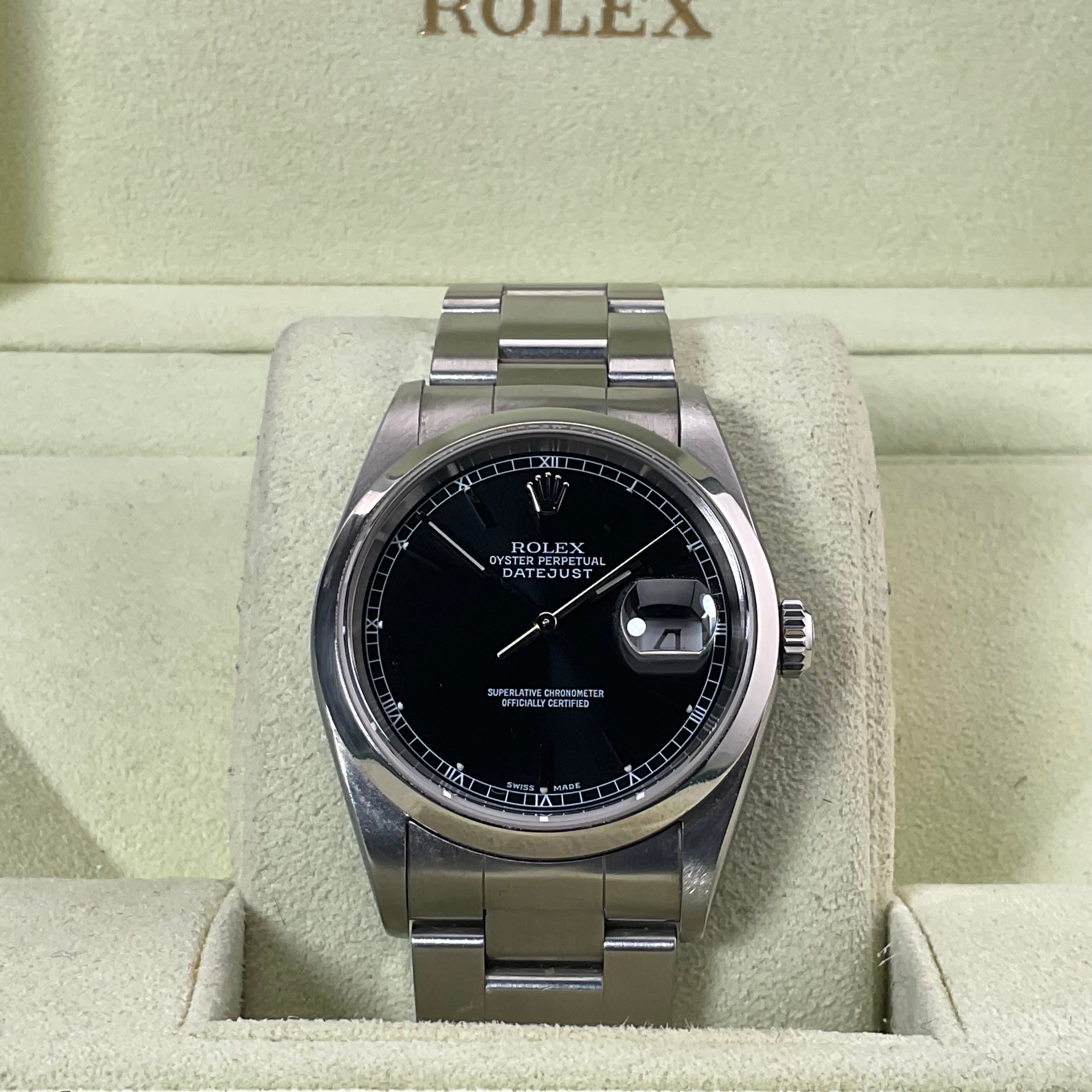 Rolex Datejust 36 | 16200 | schwarz | 2005 | Full set + Rolex Service 2023
